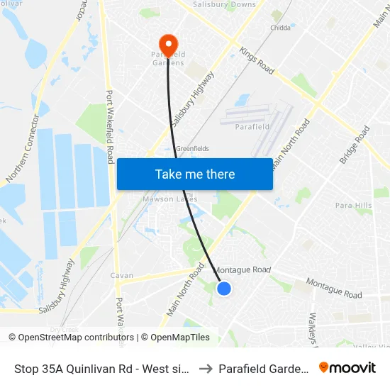 Stop 35A Quinlivan Rd - West side to Parafield Gardens map