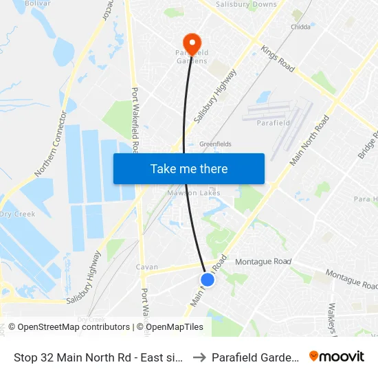 Stop 32 Main North Rd - East side to Parafield Gardens map