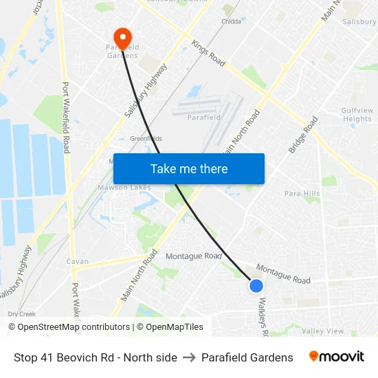 Stop 41 Beovich Rd - North side to Parafield Gardens map