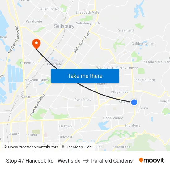 Stop 47 Hancock Rd - West side to Parafield Gardens map