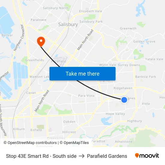Stop 43E Smart Rd - South side to Parafield Gardens map