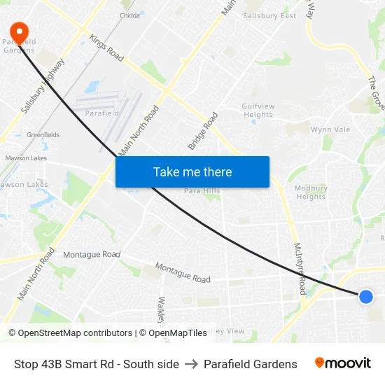 Stop 43B Smart Rd - South side to Parafield Gardens map