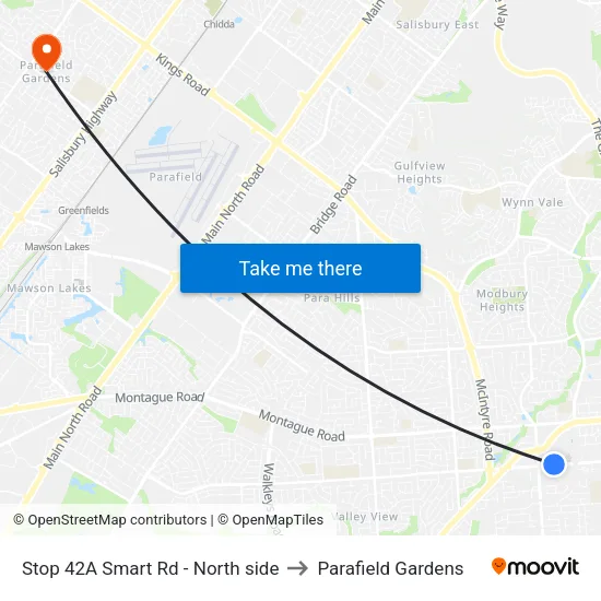 Stop 42A Smart Rd - North side to Parafield Gardens map