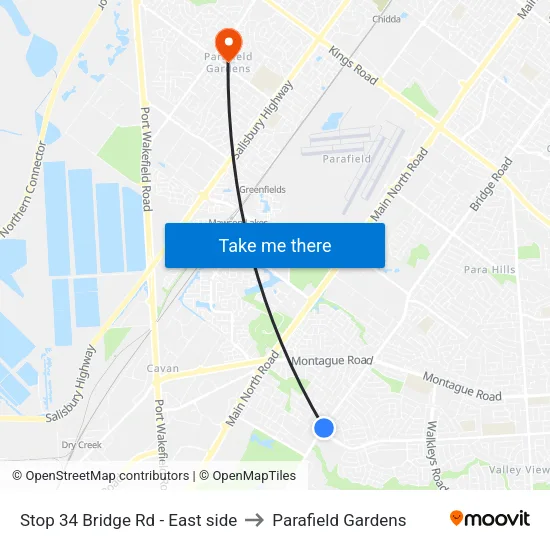 Stop 34 Bridge Rd - East side to Parafield Gardens map
