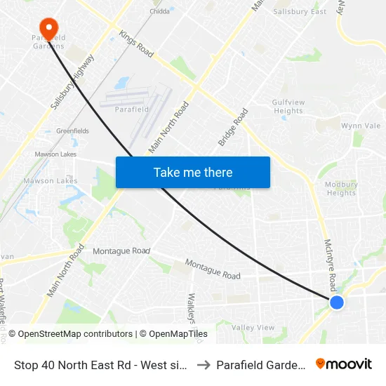 Stop 40 North East Rd - West side to Parafield Gardens map