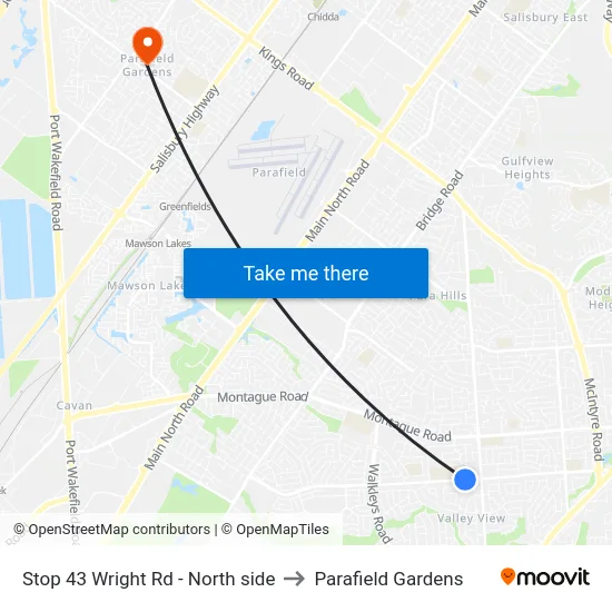 Stop 43 Wright Rd - North side to Parafield Gardens map