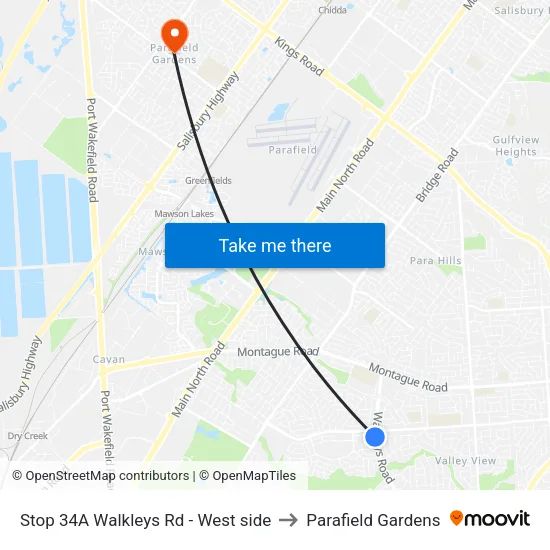 Stop 34A Walkleys Rd - West side to Parafield Gardens map