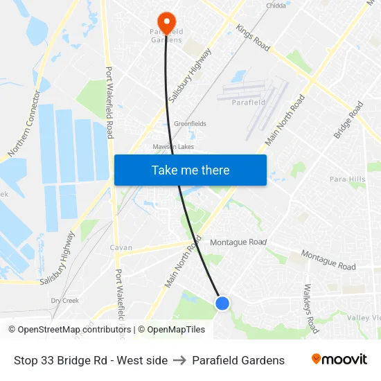 Stop 33 Bridge Rd - West side to Parafield Gardens map