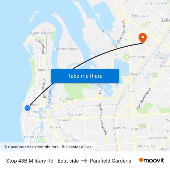 Stop 43B Military Rd - East side to Parafield Gardens map