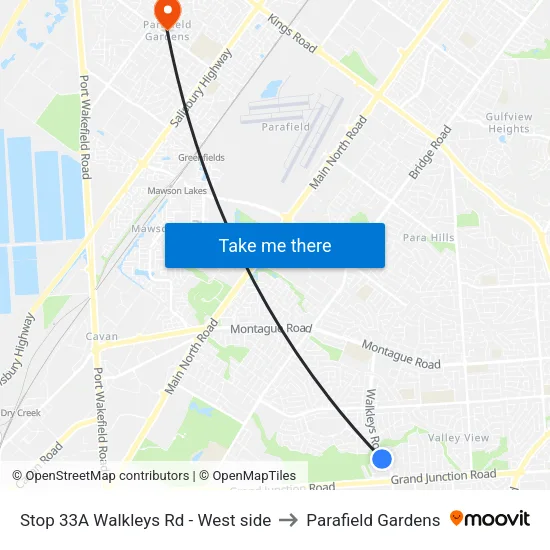 Stop 33A Walkleys Rd - West side to Parafield Gardens map