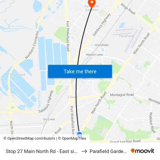Stop 27 Main North Rd - East side to Parafield Gardens map