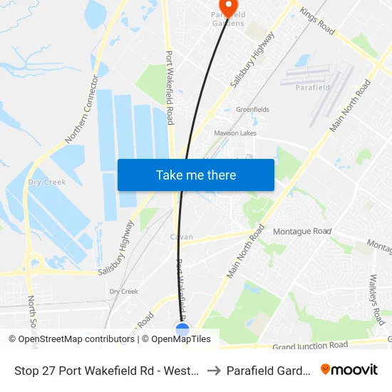 Stop 27 Port Wakefield Rd - West side to Parafield Gardens map