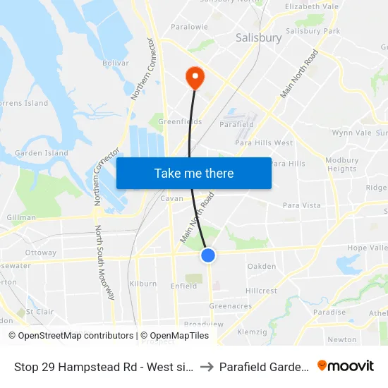 Stop 29 Hampstead Rd - West side to Parafield Gardens map