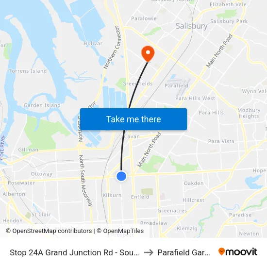Stop 24A Grand Junction Rd - South side to Parafield Gardens map