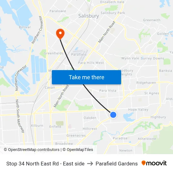 Stop 34 North East Rd - East side to Parafield Gardens map