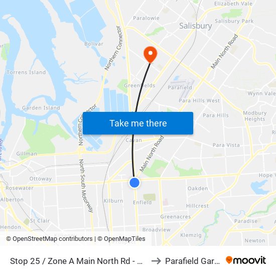 Stop 25 / Zone A Main North Rd - West side to Parafield Gardens map