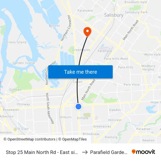 Stop 25 Main North Rd - East side to Parafield Gardens map