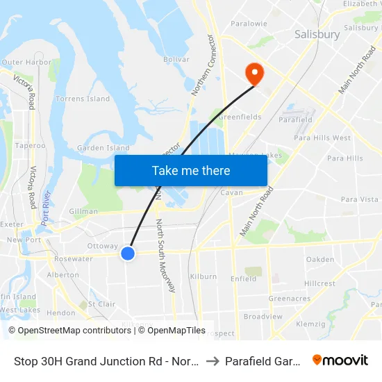 Stop 30H Grand Junction Rd - North side to Parafield Gardens map