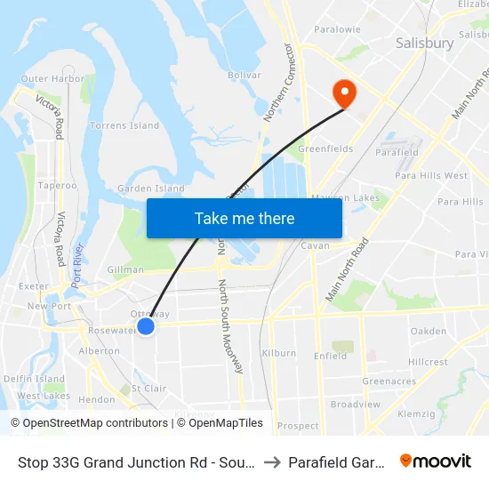 Stop 33G Grand Junction Rd - South side to Parafield Gardens map