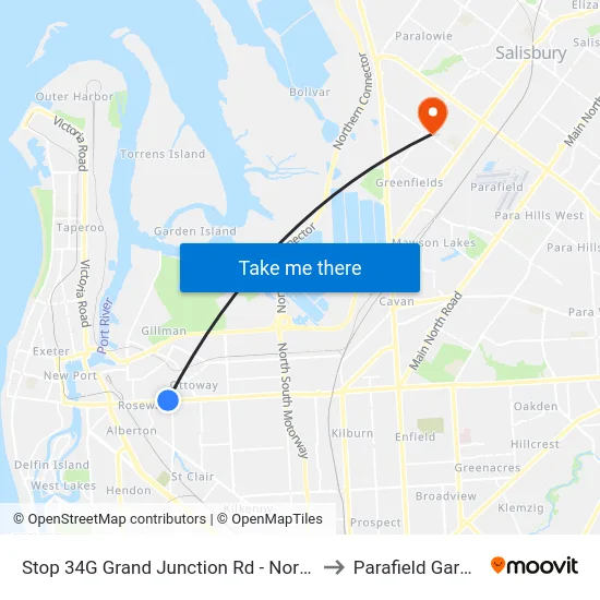 Stop 34G Grand Junction Rd - North side to Parafield Gardens map