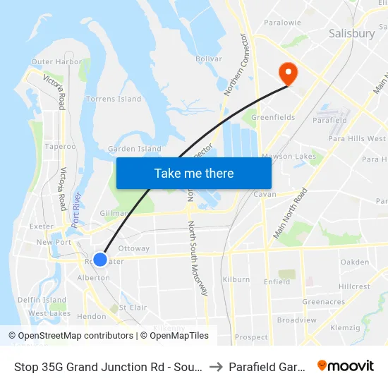 Stop 35G Grand Junction Rd - South side to Parafield Gardens map