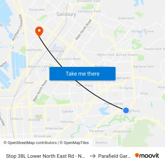Stop 38L Lower North East Rd - North side to Parafield Gardens map