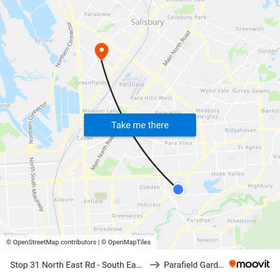 Stop 31 North East Rd - South East side to Parafield Gardens map