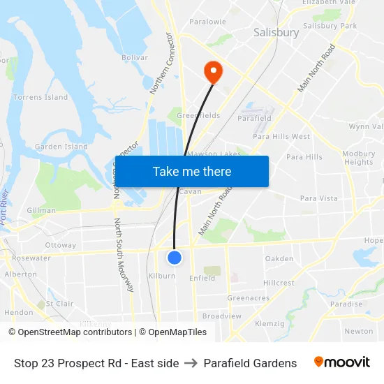 Stop 23 Prospect Rd - East side to Parafield Gardens map