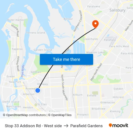 Stop 33 Addison Rd - West side to Parafield Gardens map