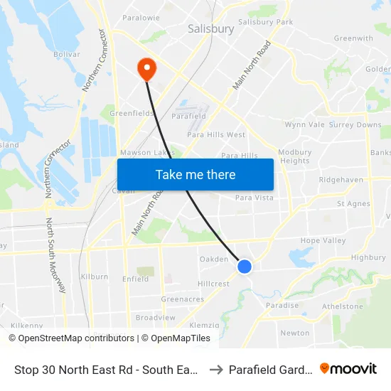 Stop 30 North East Rd - South East side to Parafield Gardens map
