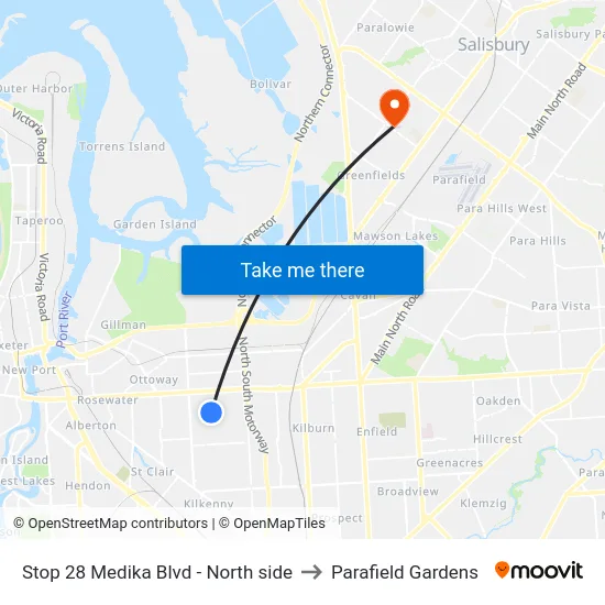 Stop 28 Medika Blvd - North side to Parafield Gardens map
