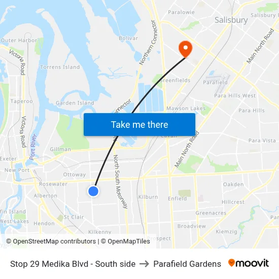 Stop 29 Medika Blvd - South side to Parafield Gardens map
