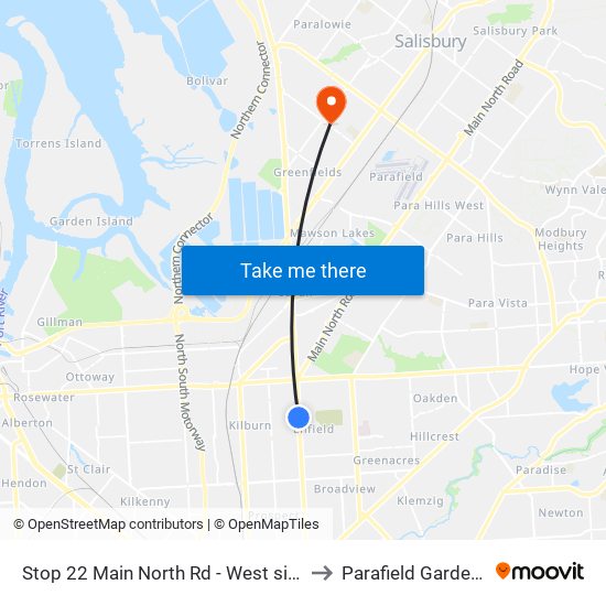 Stop 22 Main North Rd - West side to Parafield Gardens map