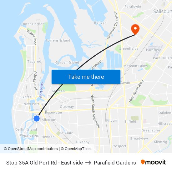 Stop 35A Old Port Rd - East side to Parafield Gardens map