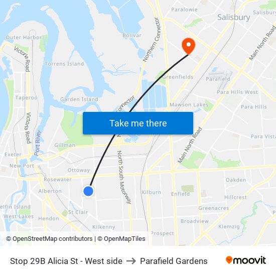 Stop 29B Alicia St - West side to Parafield Gardens map