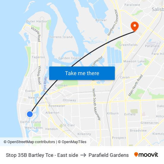 Stop 35B Bartley Tce - East side to Parafield Gardens map