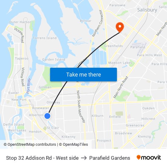 Stop 32 Addison Rd - West side to Parafield Gardens map