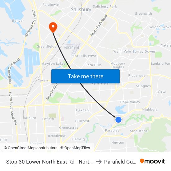 Stop 30 Lower North East Rd - North West side to Parafield Gardens map