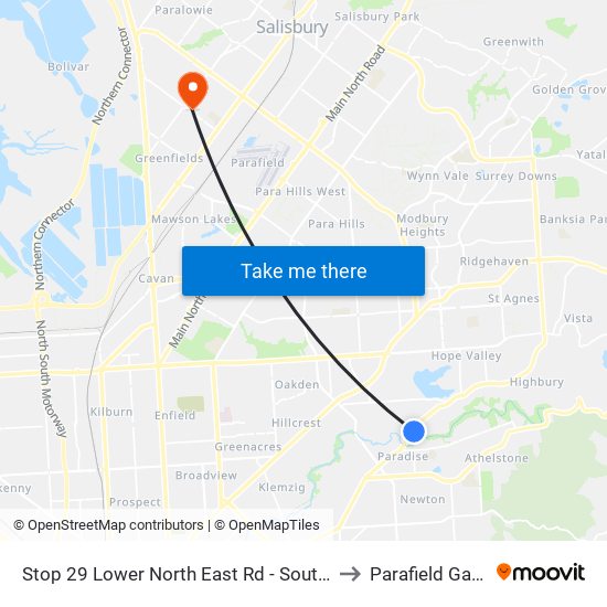 Stop 29 Lower North East Rd - South East side to Parafield Gardens map