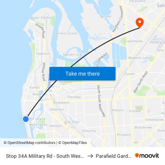 Stop 34A Military Rd - South West side to Parafield Gardens map