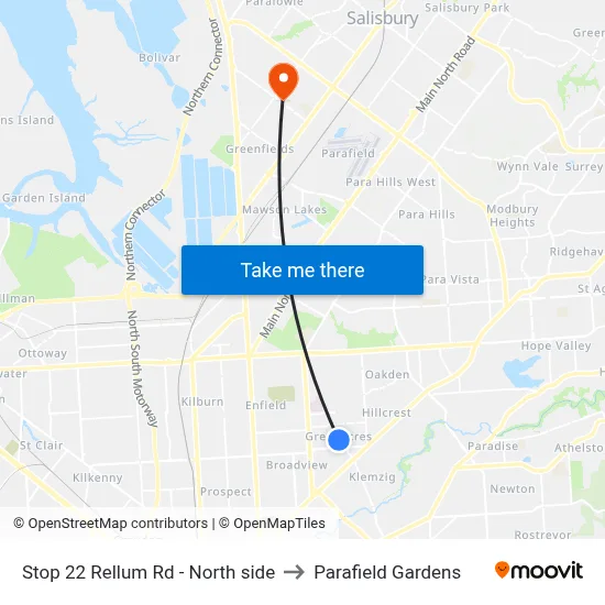 Stop 22 Rellum Rd - North side to Parafield Gardens map