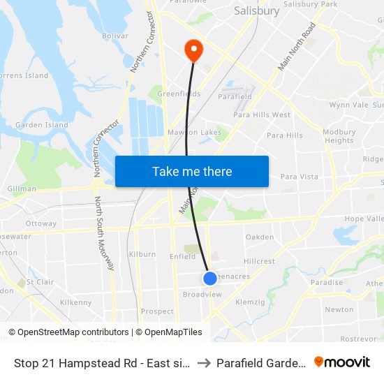 Stop 21 Hampstead Rd - East side to Parafield Gardens map