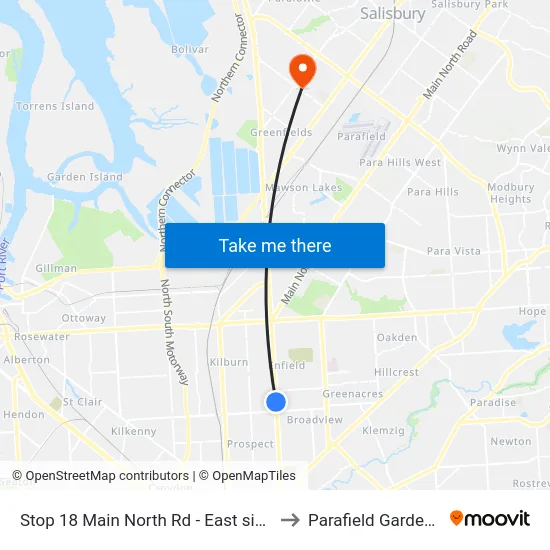 Stop 18 Main North Rd - East side to Parafield Gardens map