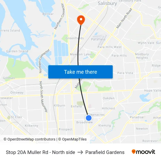 Stop 20A Muller Rd - North side to Parafield Gardens map