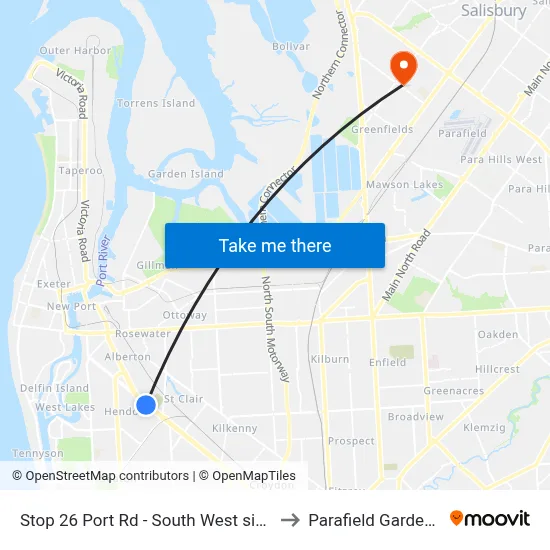 Stop 26 Port Rd - South West side to Parafield Gardens map