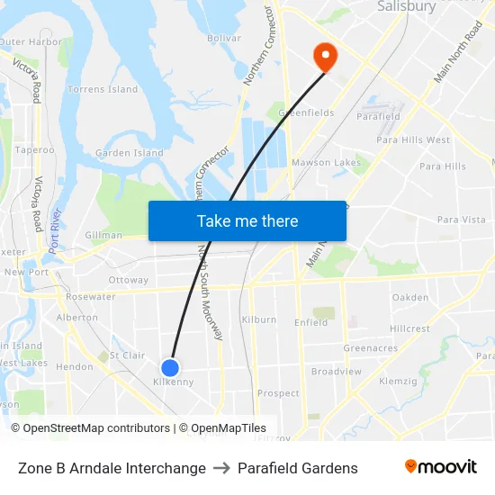 Zone B Arndale Interchange to Parafield Gardens map