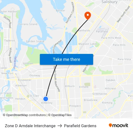 Zone D Arndale Interchange to Parafield Gardens map