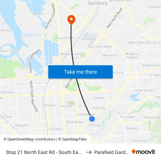 Stop 21 North East Rd - South East side to Parafield Gardens map