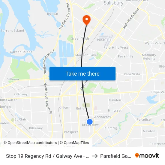 Stop 19 Regency Rd / Galway Ave - South side to Parafield Gardens map