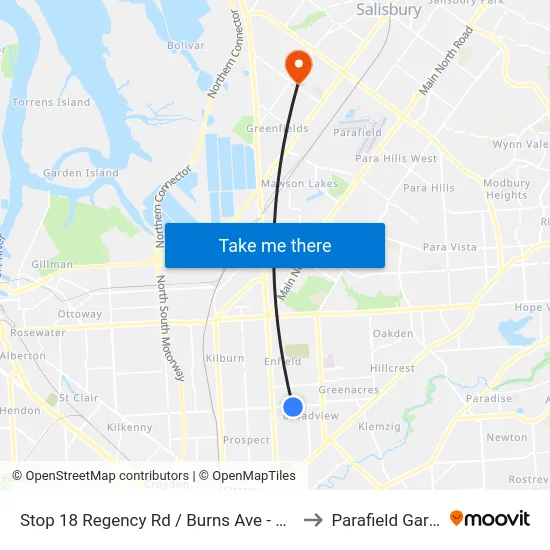 Stop 18 Regency Rd / Burns Ave - South side to Parafield Gardens map